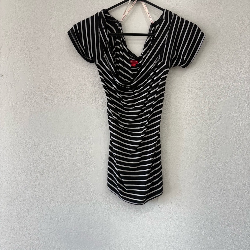 Guess Monochrome Striped Cowl Neck Top